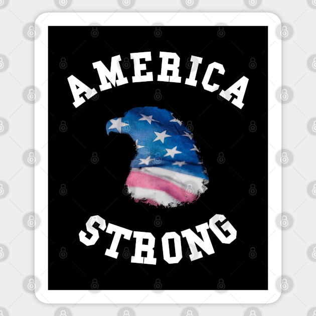 🦅 America Strong, 1776, Eagle Head Flag, Patriotic Sticker by Pixoplanet